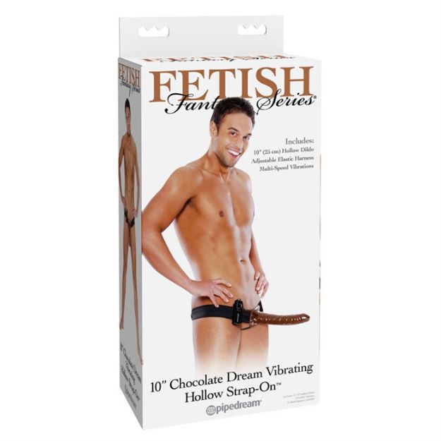 Picture of FF 10IN CHOCOLATE DREAM VIB HOLLOW STRAP-ON