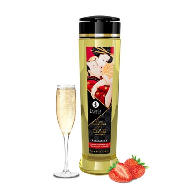 Picture of SHUNGA ROMANCE MASSAGE OIL SPARKLING STRAWBERRY WI
